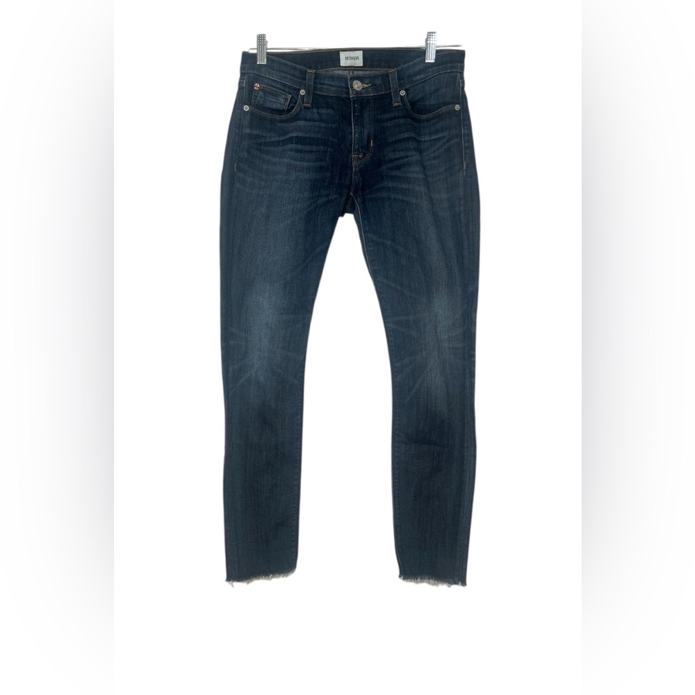 Hudson Krista Ankle Super Skinny Raw Hem Blue Denim Jeans Cropped Size 28